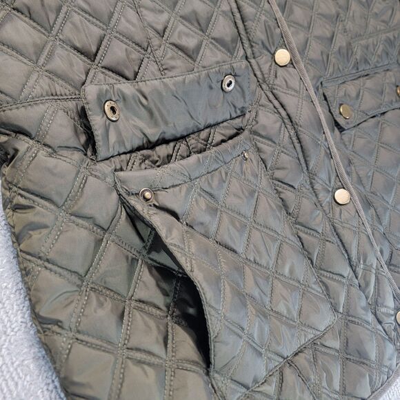 Lucky Brand Womens XL  Jacket Diamond Quilted Modern Barn Lined Green Coat - Picture 6 of 11